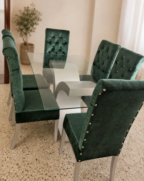 Comedor Verde Esmeralda 6 Puestos